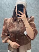 شومیز آرگانزا گل برجسته